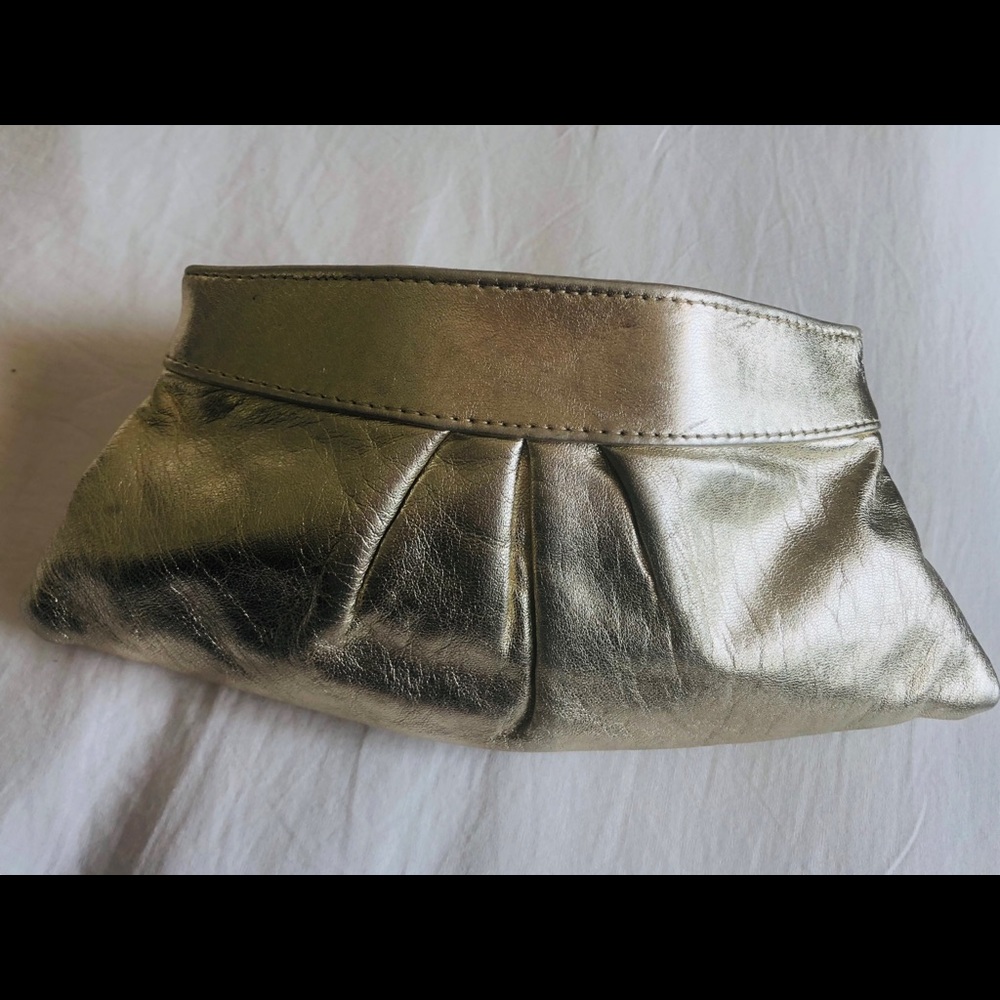 Lauren Merkin GOLD leather clutch.